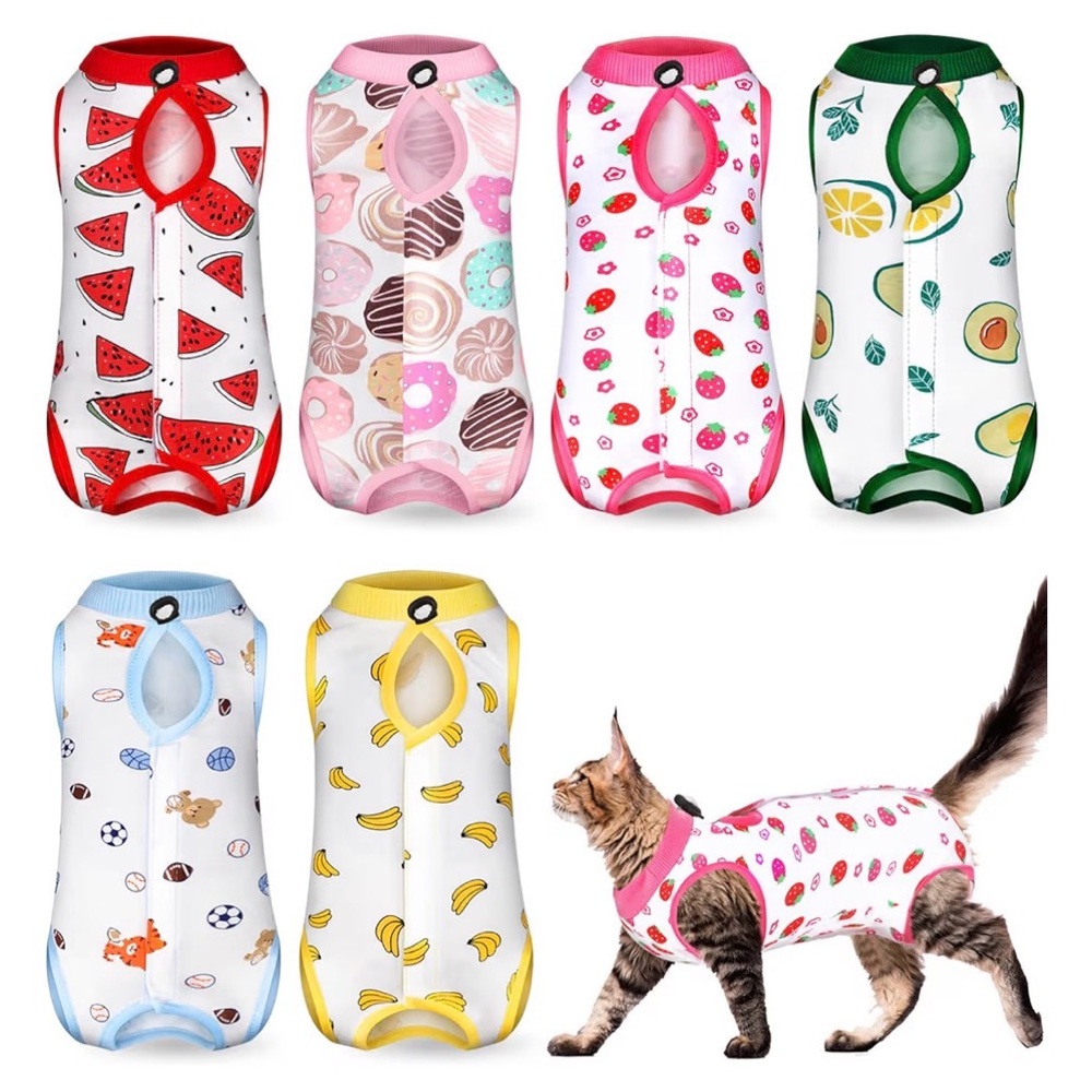 Kacctyen 6 Set Cat Recovery Suit After Surgery Female and Male Cat  Size Small
